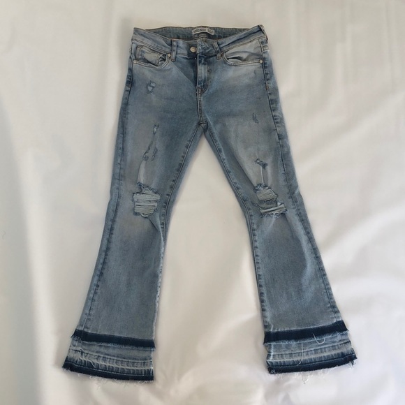 Zara Jeans Zara Mid Rise Cropped Flare Jeans Poshmark